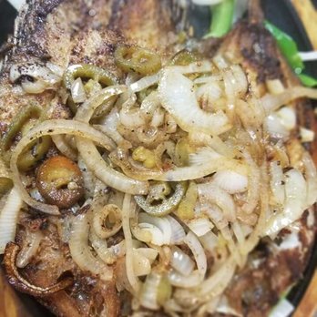 Los Arcos - grilled fish with onions and peppers - Seafood Near Me - Houston, Texas Los Arcos - grilled fish with onions and peppers - Seafood Near Me - Houston, Texas