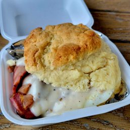 The dude...brisket, cheese, egg, and creamed beef on a biscuit. The dude...brisket, cheese, egg, and creamed beef on a biscuit.