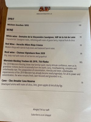 Menu photo 1 benchwarmers Helsingborg, M