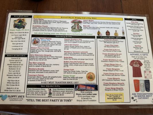 Menu photo 8 Sloppy Joe's Bar Key West, FL