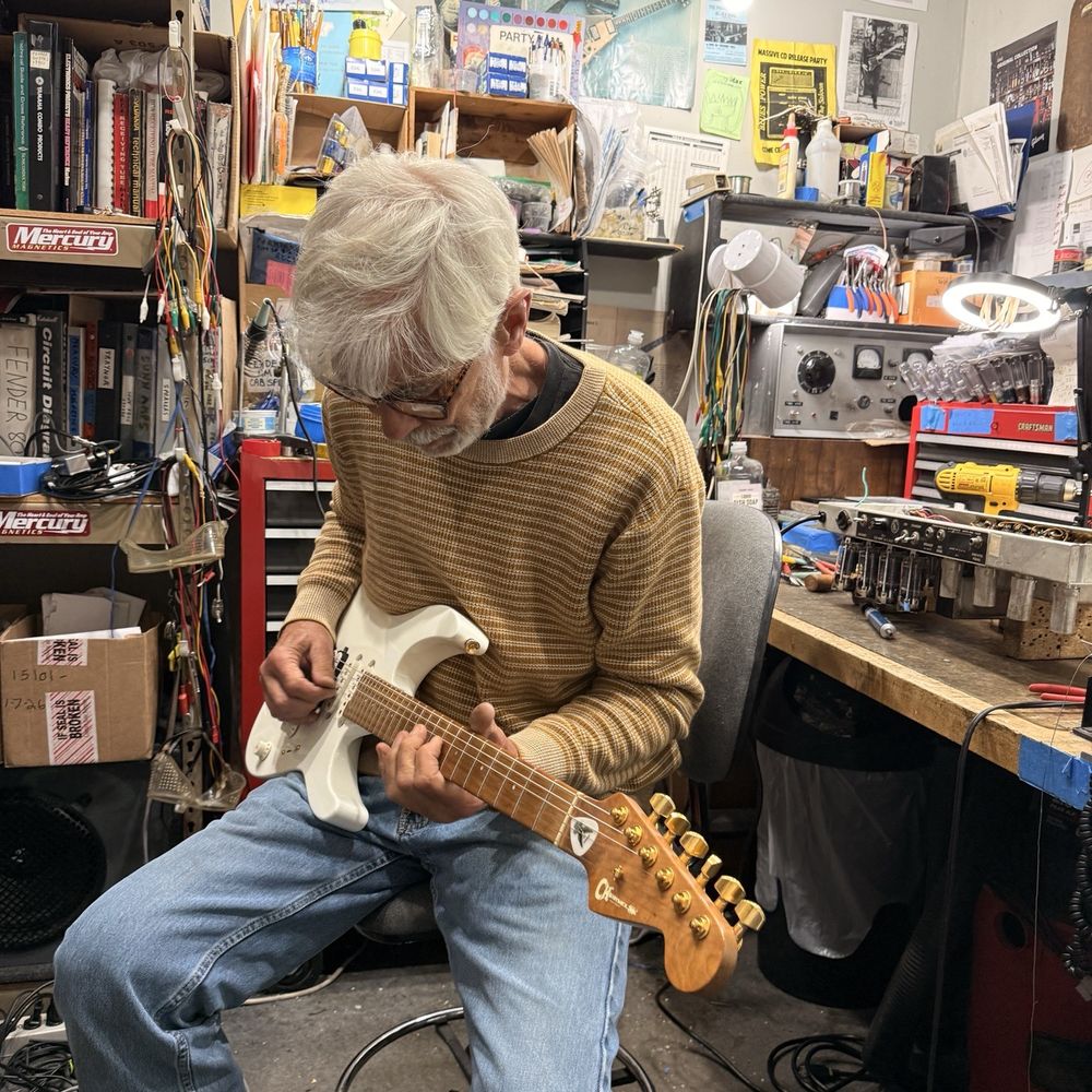 Guitronics - Hal trying out my ridiculously flashy Charvel. - Musical Instruments & Teachers Near Me - San Francisco, California Guitronics - Hal trying out my ridiculously flashy Charvel. - Musical Instruments & Teachers Near Me - San Francisco, California