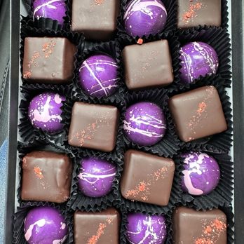Twenty-Four Blackbirds Chocolates - BlackBerry Vinegar Caramel & Strawberry Ganache - Chocolatiers & Shops Near Me - Santa Barbara, California Twenty-Four Blackbirds Chocolates - BlackBerry Vinegar Caramel & Strawberry Ganache - Chocolatiers & Shops Near Me - Santa Barbara, California
