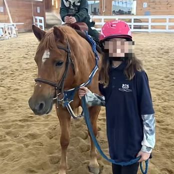 Bellevue Stables - No helmet on the little boy, the headline clipped to the bit, two white spots on pony's nose from ill fitting tack - Horse Boarding Near Me - Bow, New Hampshire