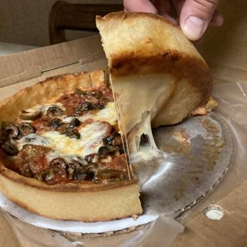 Lou Malnati's Pizzeria - Undercooked pizza sticking to box - Pizza Near Me - Chandler, Arizona