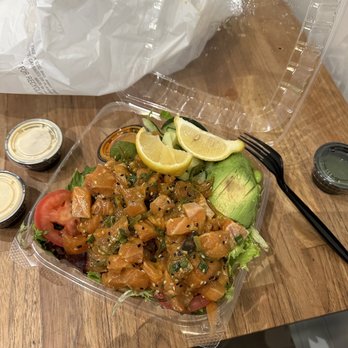 Bear Flag Fish - Small Seafood Plate w Salmon Poke and salad and avocado - Seafood Near Me - Huntington Beach, California Bear Flag Fish - Small Seafood Plate w Salmon Poke and salad and avocado - Seafood Near Me - Huntington Beach, California