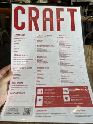 Menu photo 7 CRAFT Coral Gables Coral Gables, FL Menu photo 7 CRAFT Coral Gables Coral Gables, FL