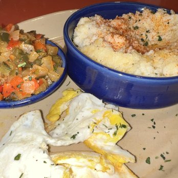 Snooze, an A.M. Eatery - Side of grits with over hard egg and veggies - Breakfast & Brunch Near Me - Tustin, California Snooze, an A.M. Eatery - Side of grits with over hard egg and veggies - Breakfast & Brunch Near Me - Tustin, California
