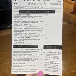 Charlie Horse Drink Menu Charlie Horse Drink Menu