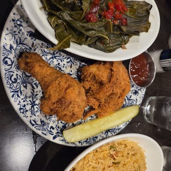 Southern Social - 2 piece chicken with collard greens and dirty rice - Southern Near Me - Woodbury, Minnesota Southern Social - 2 piece chicken with collard greens and dirty rice - Southern Near Me - Woodbury, Minnesota