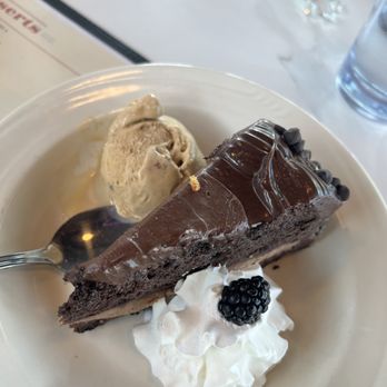 Mesa Grill - Sedona - Double Chocolate Mousse Cake with caramel gelato - American Near Me - Sedona, Arizona Mesa Grill - Sedona - Double Chocolate Mousse Cake with caramel gelato - American Near Me - Sedona, Arizona