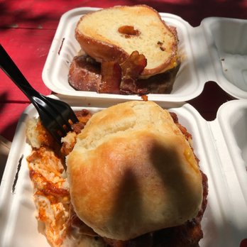 HenDough - The Donut Breakfast Sandwich + Nashville Hot Chicken Biscuit w/Pimento Cheese - Donuts Near Me - Hendersonville, North Carolina