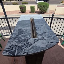 Discount Granite - Island fire pit installed in restaurant