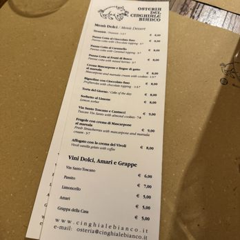 Osteria del Cinghiale Bianco - Dessert Menu - Tuscan Near Me - Florence, FI