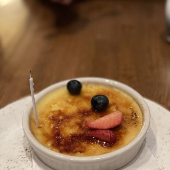 Kincaid's Fish, Chop & Steakhouse - Creme brûlée birthday dessert - Steakhouses Near Me - Bloomington, Minnesota Kincaid's Fish, Chop & Steakhouse - Creme brûlée birthday dessert - Steakhouses Near Me - Bloomington, Minnesota