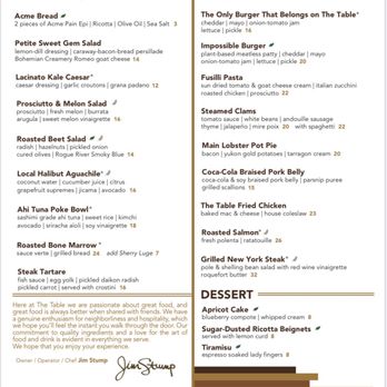 The Table - Menu: dinner menu - New American Near Me - San Jose, California