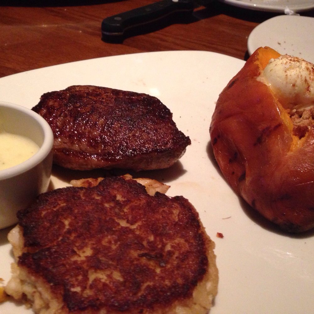 Outback Steakhouse - crab cake, sirloin and bake sweet potato - Steakhouses Near Me - Wesley Chapel, Florida