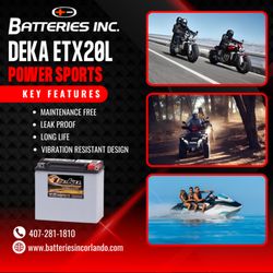 Batteries - Reliable power for motorcycles & ATVs! The Deka ETX20L delivers strong, long-lasting performance. Fast service at Batteries Inc Orlando.