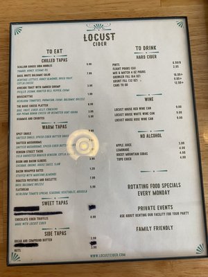 Menu photo 7 Locust Cider Fort Collins Fort Collins, CO
