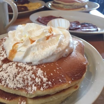 Brownstone Pancake Factory - Salted caramel pancake, Taylor hams and the original pancake in the background. - Breakfast & Brunch Near Me - Edgewater, New Jersey Brownstone Pancake Factory - Salted caramel pancake, Taylor hams and the original pancake in the background. - Breakfast & Brunch Near Me - Edgewater, New Jersey