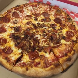 Bacon, onion and pepperoni