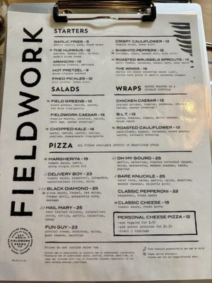 Menu photo 7 Fieldwork Santa Rosa, CA