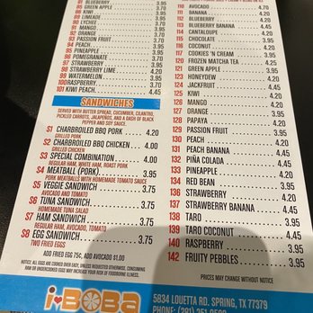 I Heart Boba - Menu - Bubble Tea Near Me - Spring, Texas