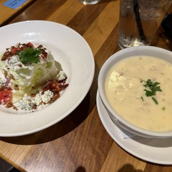 BJ's Restaurant & Brewhouse - House Wedge Salad and Clam Chowder - American Near Me - San Jose, California BJ's Restaurant & Brewhouse - House Wedge Salad and Clam Chowder - American Near Me - San Jose, California