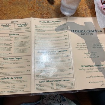 Florida Cracker Kitchen - Back of menu - Southern Near Me - Brooksville, Florida Florida Cracker Kitchen - Back of menu - Southern Near Me - Brooksville, Florida