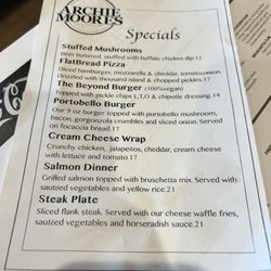Archie Moore’s - Specials menu