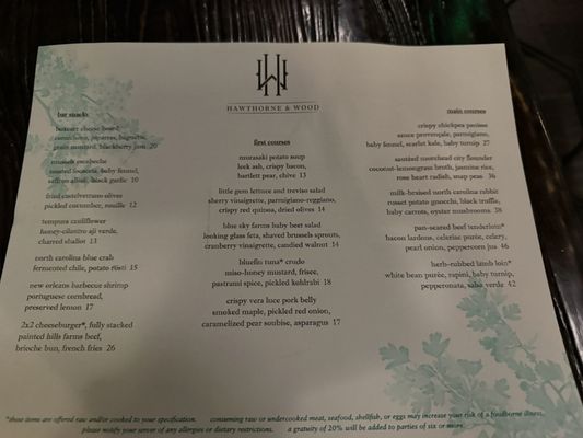 Menu photo 1 Hawthorne & Wood Chapel Hill, NC