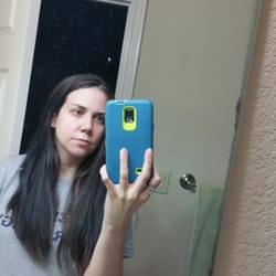 This is my before and after. I love the way the layers frame my face! Chance did a great job of thinning my hair too!