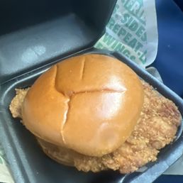 A delicious chicken sandwich with no pickles or rub A delicious chicken sandwich with no pickles or rub