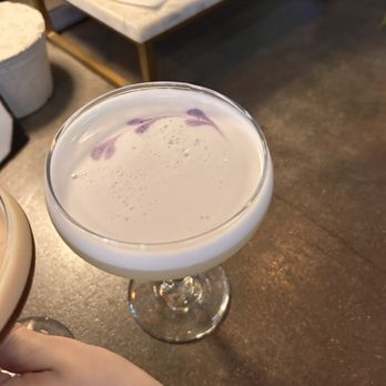 Brass Tacks - Espresso Martini and butterfly PT with lemon juice, mint, and gin - Coffee & Tea Near Me - Houston, Texas