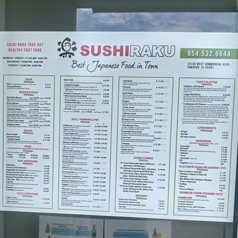 Sushi Raku - Outside Menu - Japanese Near Me - Tamarac, Florida Sushi Raku - Outside Menu - Japanese Near Me - Tamarac, Florida