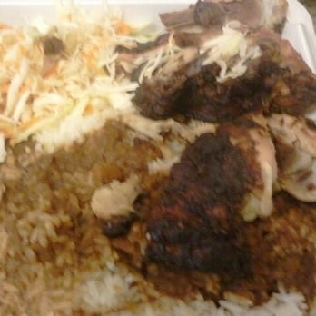 Silver Crust West Indian Restaurant & Grill - Jerk chicken, white rice and coleslaw, stew bef gravy. - Caribbean Near Me - Brooklyn, New York Silver Crust West Indian Restaurant & Grill - Jerk chicken, white rice and coleslaw, stew bef gravy. - Caribbean Near Me - Brooklyn, New York