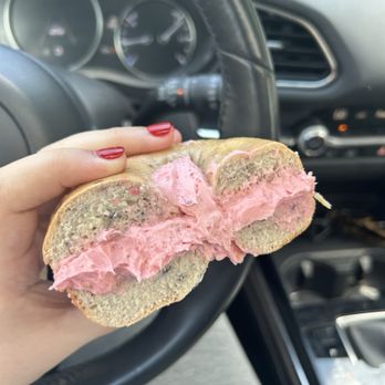 Bagel Mainea - Blueberry bagel with raspberry cream cheese - Bagels Near Me - Augusta, Maine