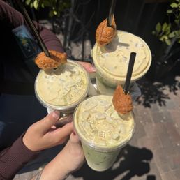 banana matcha with reg and oat milk available banana matcha with reg and oat milk available