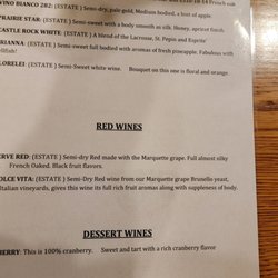 Burr Oak Winery & Kennedy Vineyards - 2022 tasting menu