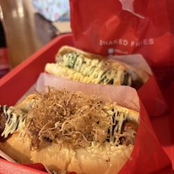 Avocado Hotdog and kurobuta Okonomi Hot Dog