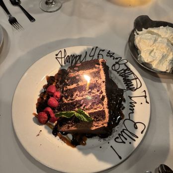 Mastro's Steakhouse - A huge slice of cake from the staff!!! Thank you!!! It was delicious!!! - Steakhouses Near Me - Scottsdale, Arizona