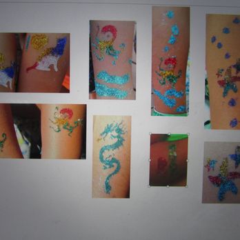 Marsh Mallo Entertainment - Glitter Tattoos done at Mia's Party that Harry Booked.  One face painting and one dragon are not included.    The kids choose those designs! - Magicians Near Me - Brookfield, Illinois