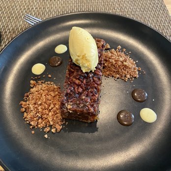 Husk - Pecan tart with orange bourbon ice cream and caramel sauce - American Near Me - Charleston, South Carolina
