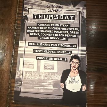 Gimme Gimme - a menu for a restaurant - Bars Near Me - San Antonio, Texas