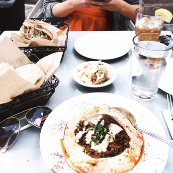 Oren's Hummus - hummus beef on bottom and whole wheat falafel pita on top! - Mediterranean Near Me - Mountain View, California Oren's Hummus - hummus beef on bottom and whole wheat falafel pita on top! - Mediterranean Near Me - Mountain View, California