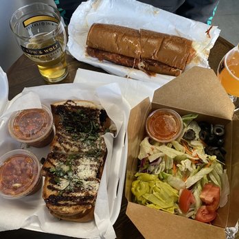 Luigi's - Bruschetta, side salad and a meatball sandwich - Food Trucks Near Me - Fresno, California