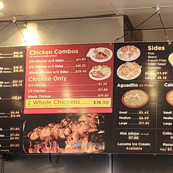 Pollo Mania - menus and prices on the wall - Peruvian Near Me - El Monte, California Pollo Mania - menus and prices on the wall - Peruvian Near Me - El Monte, California