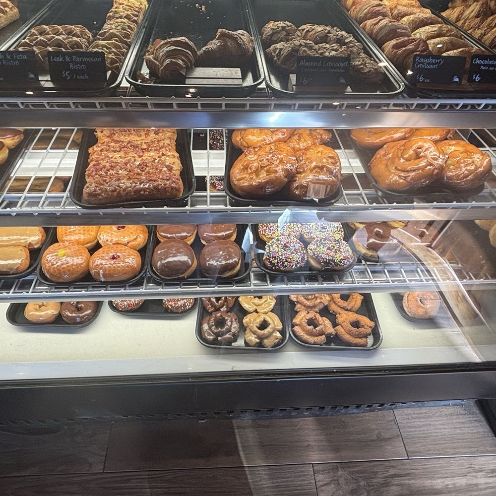 Croissant, chocolate bar, maple bar, chocolate sprinkle, old-fashioned donut. Croissant, chocolate bar, maple bar, chocolate sprinkle, old-fashioned donut.