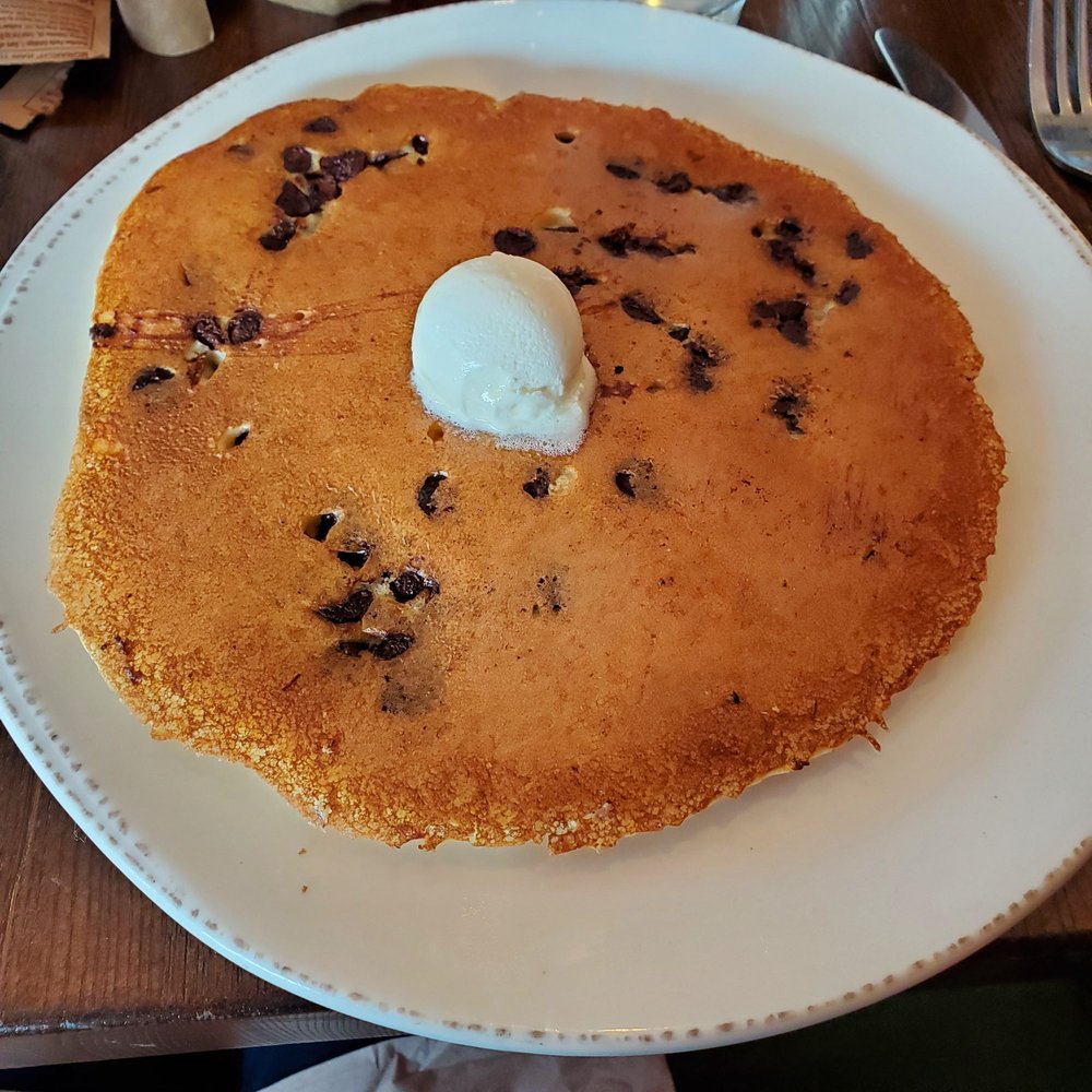 First Watch - Single chocolate chip pancakes. It nearly filled an entire dinner plate! - Breakfast & Brunch Near Me - Cranberry Township, Pennsylvania First Watch - Single chocolate chip pancakes. It nearly filled an entire dinner plate! - Breakfast & Brunch Near Me - Cranberry Township, Pennsylvania