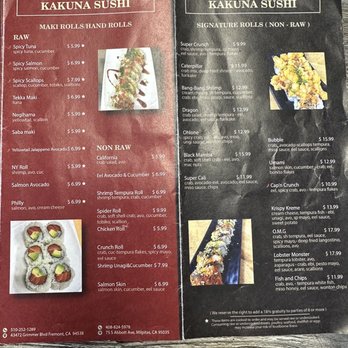 Kakuna Sushi - Menu - Sushi Bars Near Me - Milpitas, California