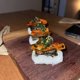 Papaya/eggplant nigiri